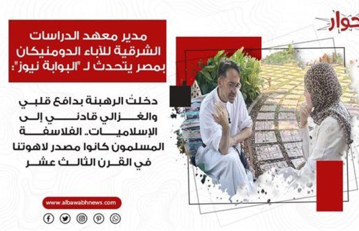 مدير معهد الدراسات الشرقية للآباء الدومنيكان بمصر يتحدث لـ "البوابة نيوز": دخلتُ الرهبنة بدافع قلبى والغزالى قادنى إلى الإسلاميات.. ويؤكد: الفلاسفة المسلمون كانوا مصدر لاهوتنا في القرن الثالث عشر