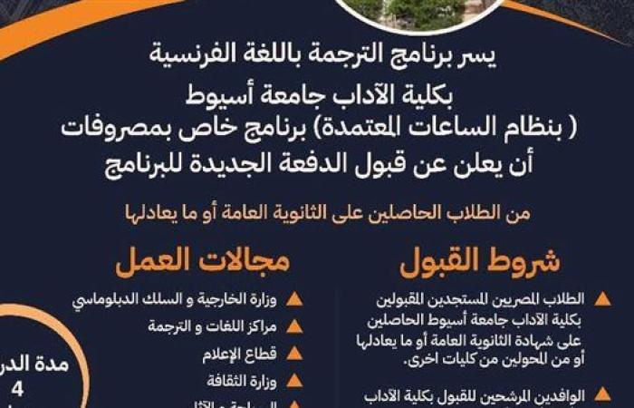 آداب أسيوط تطرح برنامج الترجمة باللغة الفرنسية بنظام الساعات المعتمدة
