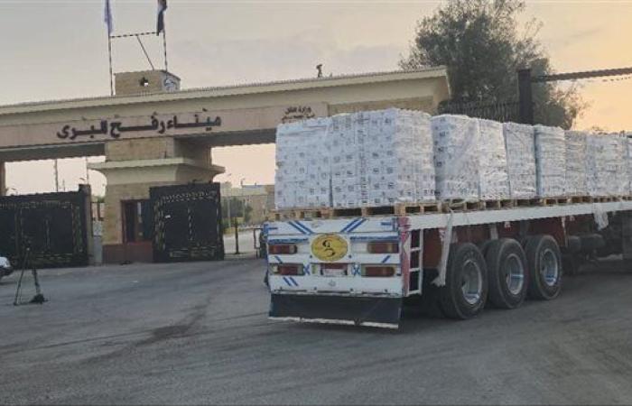 عبور 19 شاحنة مساعدات إماراتية معبر رفح إلى الفلسطينيين بقطاع غزة
