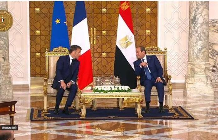الرئيس الفرنسى يعرب عن تقديره الكبير لمساعى مصر الرامية إلى وقف الحرب بغزة