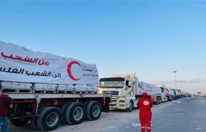 إدخال 143 شاحنة مساعدات ضمن القافلة الـ22 للفلسطينيين بقطاع غزة