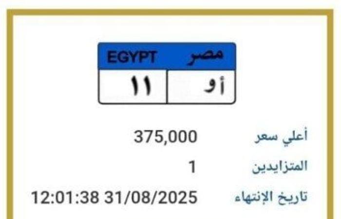 «أ و - 11».. المرور تطرح التزايد على لوحة سيارة مميزة