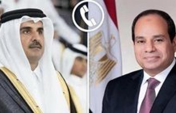 الرئيس السيسي يجرى اتصالًا هاتفيًا بسمو الأمير تميم بن حمد آل ثاني أمير دولة قطر.