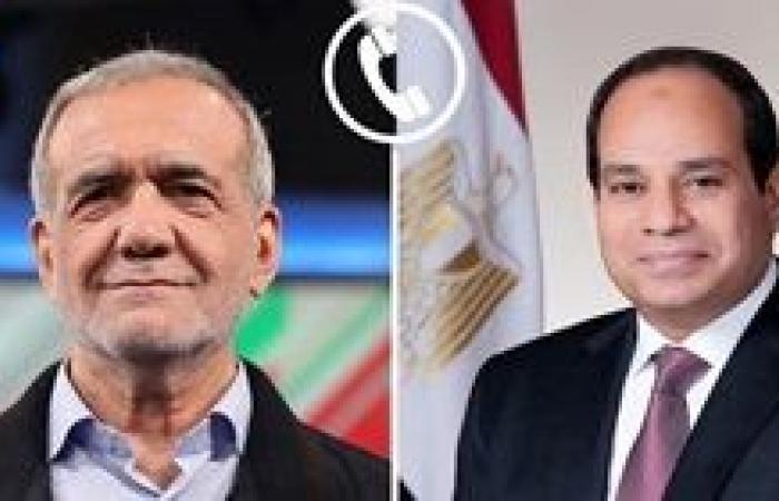 الرئيس  السيسي يتلقي اتصالًا هاتفيًا من السيد/ مسعود بزشكيان رئيس إيران