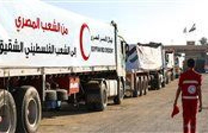 القافلة الـ37 من المساعدات المصرية تتحرك من معبر رفح لدخول غزة