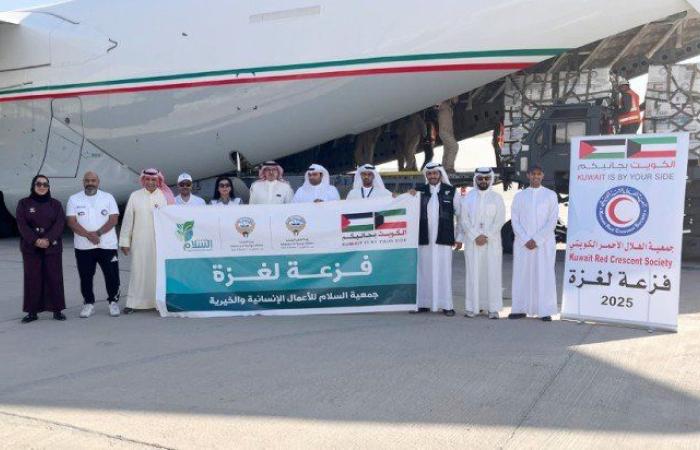 إقلاع الطائرة التاسعة من الجسر الجوي الكويتي الثاني لإغاثة غزة محمّلة بـ40 طناً من المساعدات الغذائية