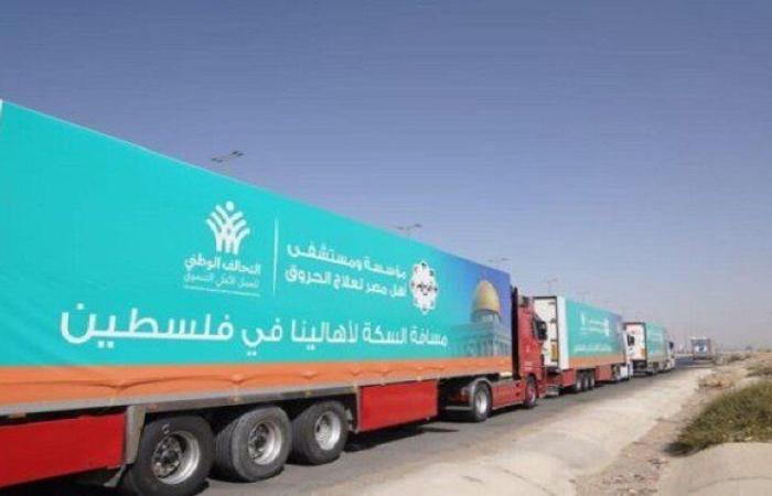 «زاد العزة».. انطلاق شاحنات القافلة الـ15 إلى قطاع غزة عبر معبر رفح